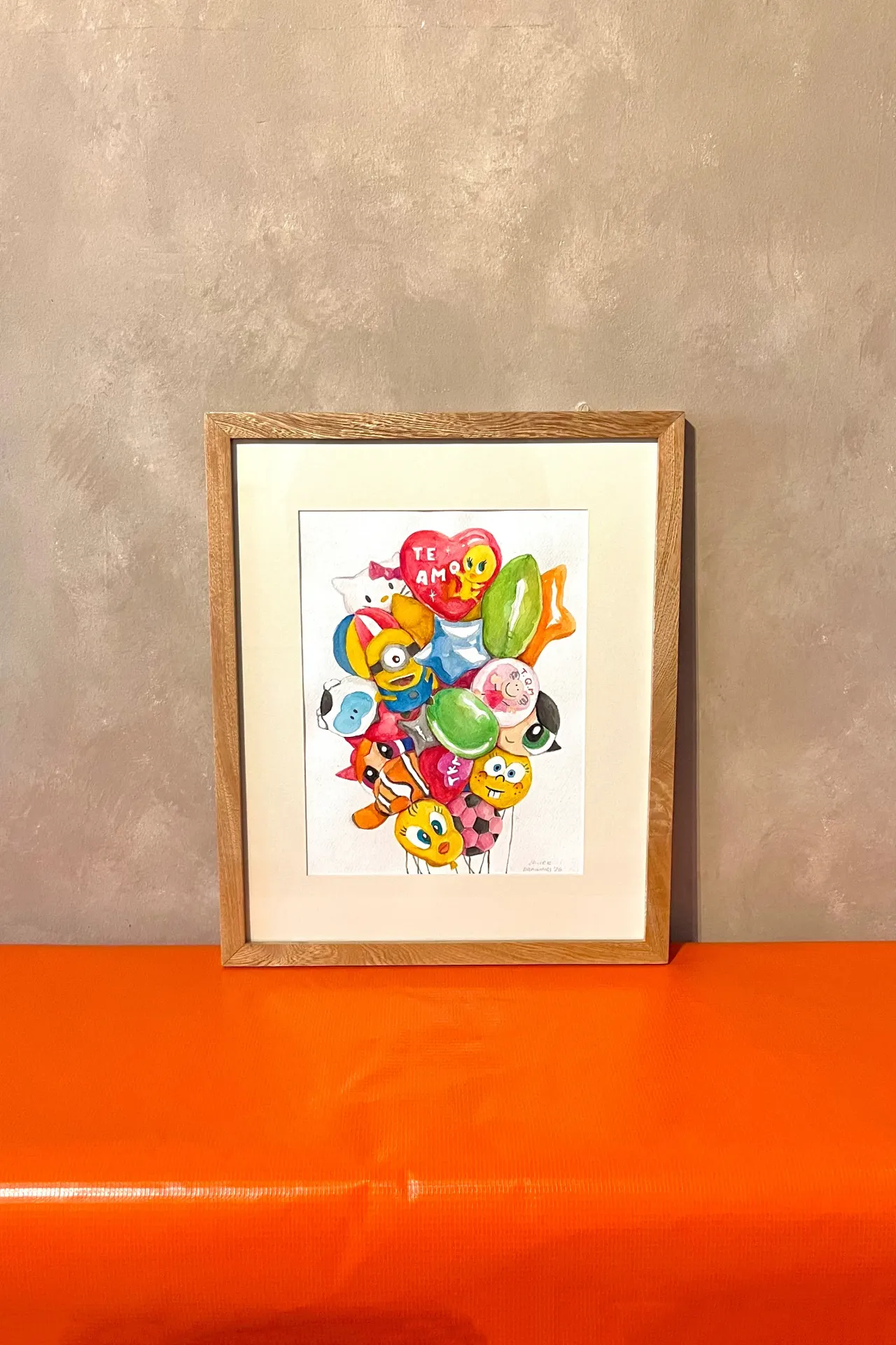 JAVIER DRAWINGS "BANQUITO AMARILLO" ACUARELA ORIGINAL